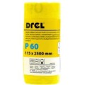 Papier ścierny w rolce 2.5 m, 115 mm, P60, żółty
