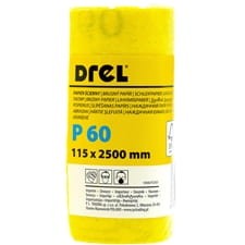 Papier ścierny w rolce 2.5 m, 115 mm, P60, żółty