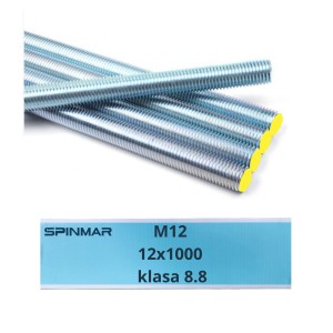 M12x1000 kl. 8.8 pręt gwintowany ocynk